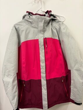 Killtec Three-Tone Hooded Ski Jacket - Pink, Maroon, Gray